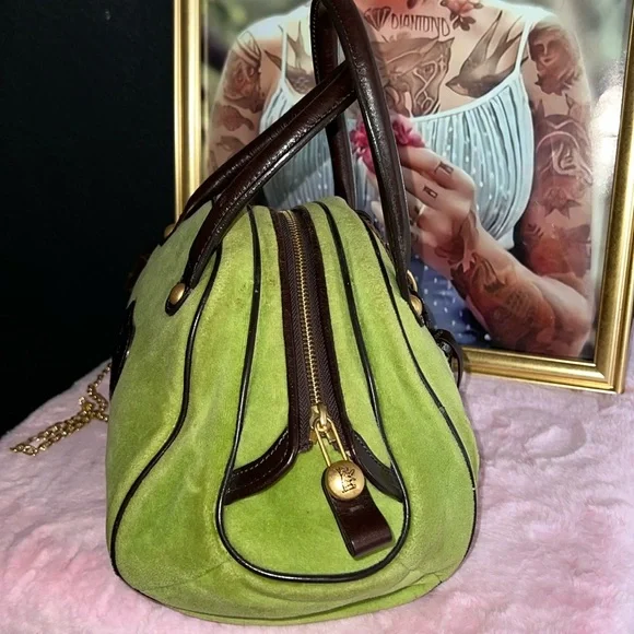 Y2k VINTAGE 💚Juicy Couture Green bowler Handbag with charm💚🤎 - Picture 5 of 15